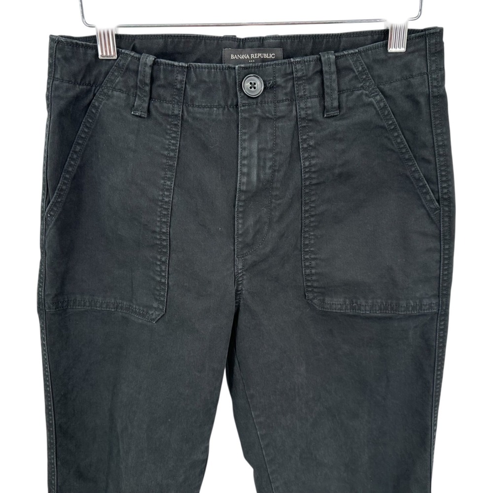 BANANA REPUBLIC High-Rise Chino Pants Black Tapered Leg Ankle Zip Women's 4 - Picture 10 of 12